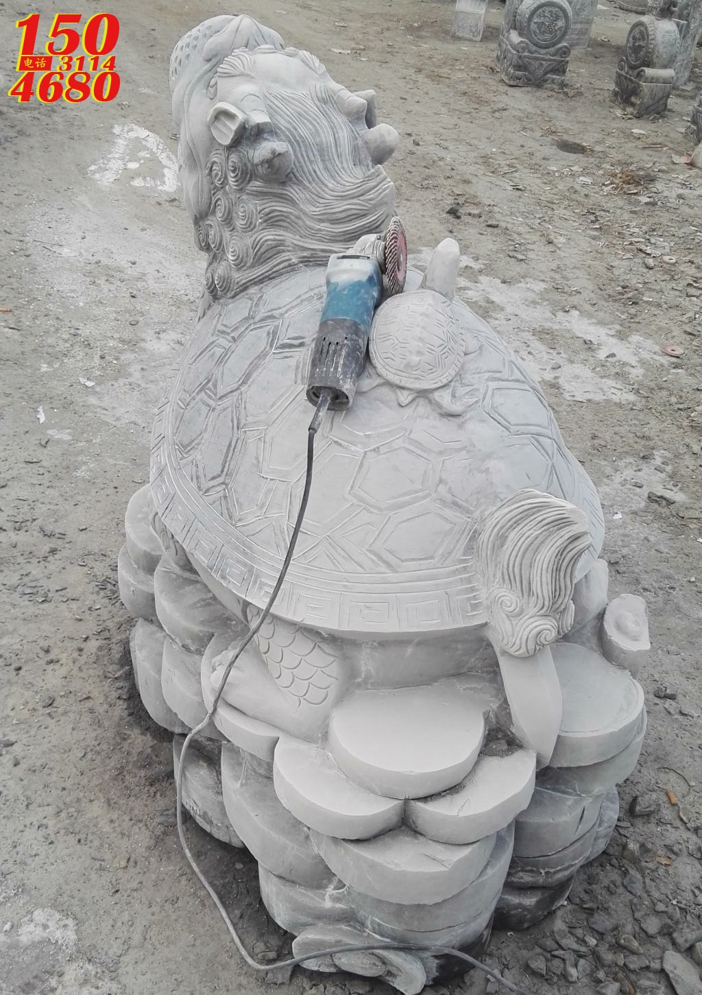 龙龟石雕/铜雕/玻璃钢雕塑像厂家定制图片之“汉白玉招财神兽龙龟石雕”