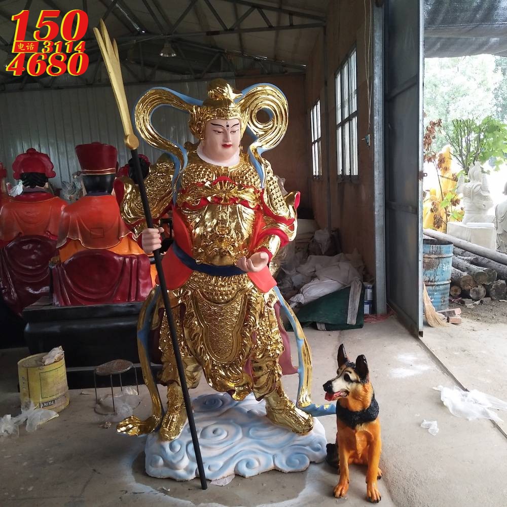 二郎神石雕/铜雕/玻璃钢雕塑像厂家定制图片之“二郎神和哮天犬雕塑”