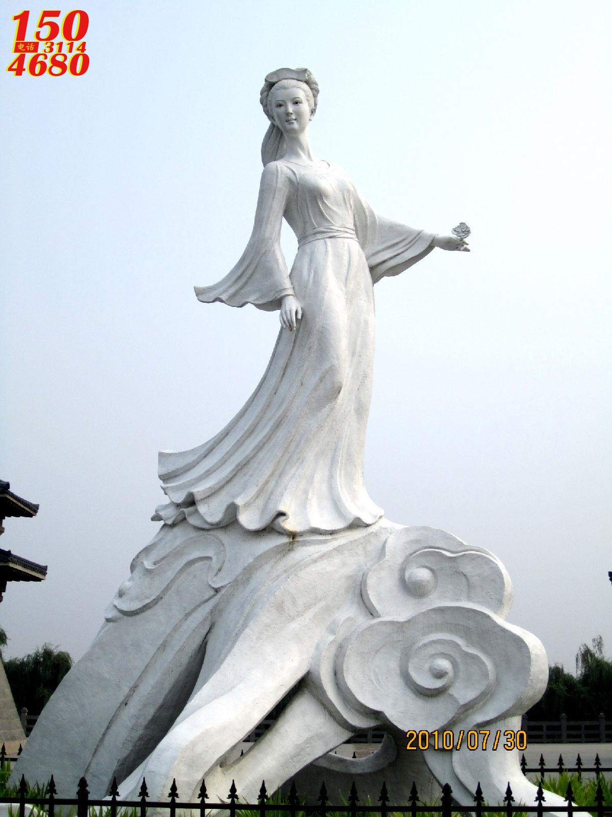施仁仙女石雕/铜雕/玻璃钢雕塑像厂家定制图片之“施仁仙女汉白玉雕像”